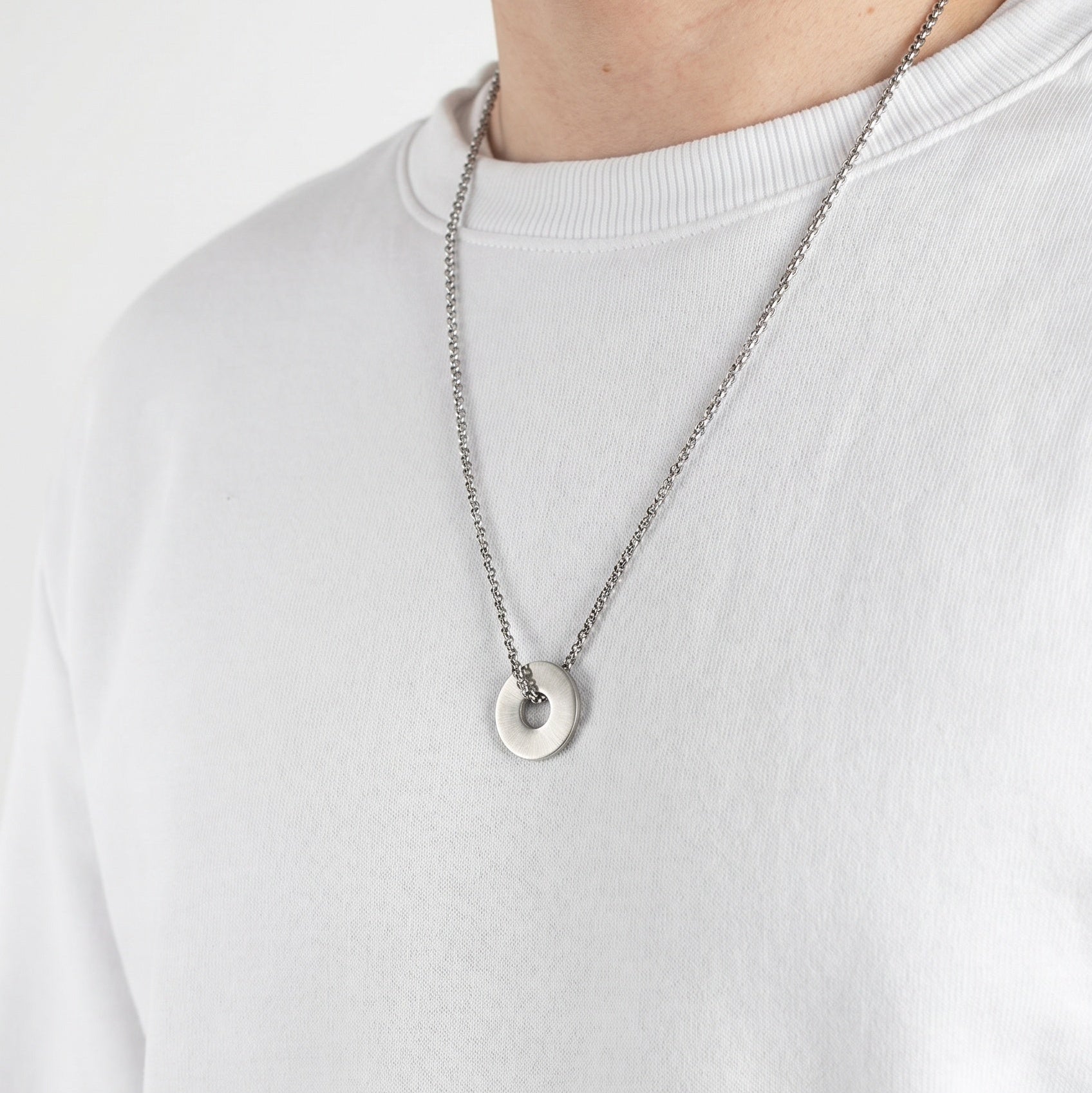 Men's Customizable Silver Target Necklace 15mm