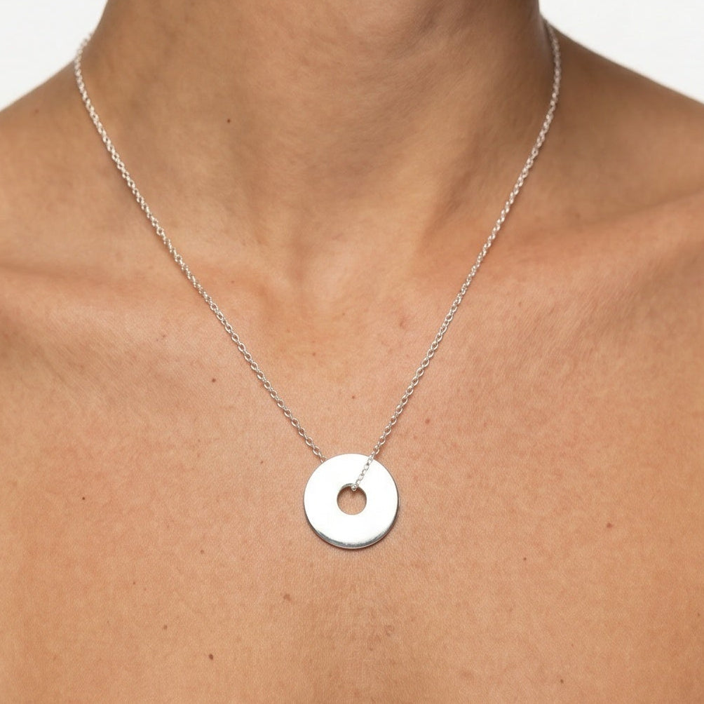 Personalized 20mm Silver Target Necklace for Children