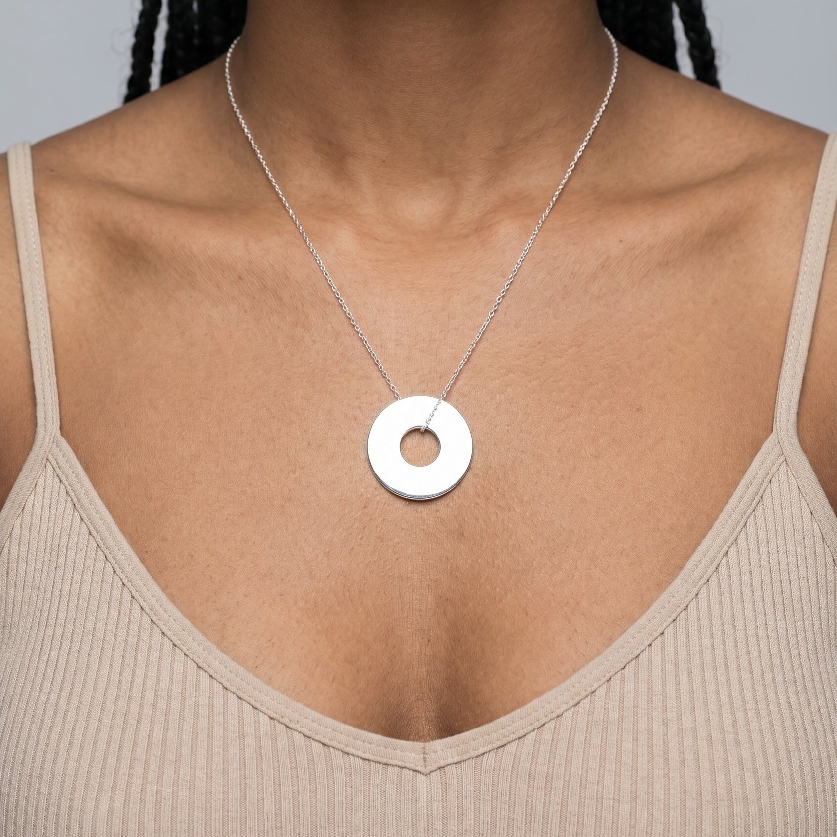 Collier cible argent à graver femme 35 mm