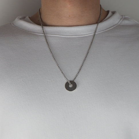 20mm Silver Engraved Target Pendant for Men