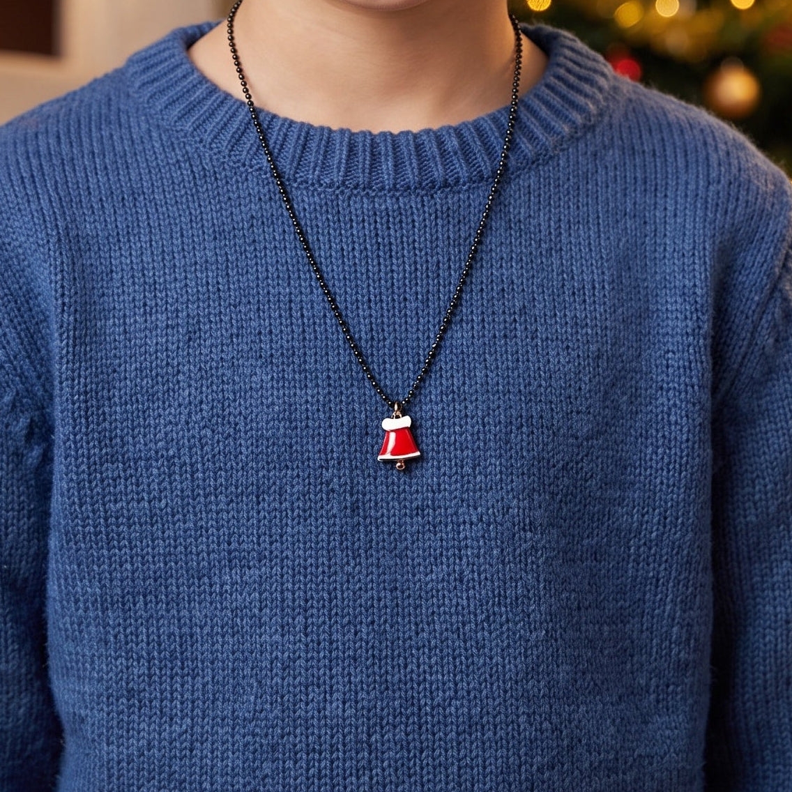 Christmas bell pendant for girls, solid silver 925