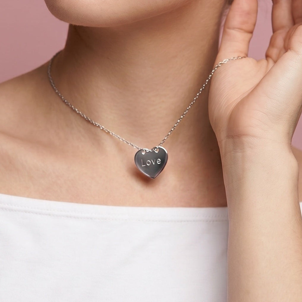 Gepersonaliseerde zilveren hartvormige ketting voor vrouwen