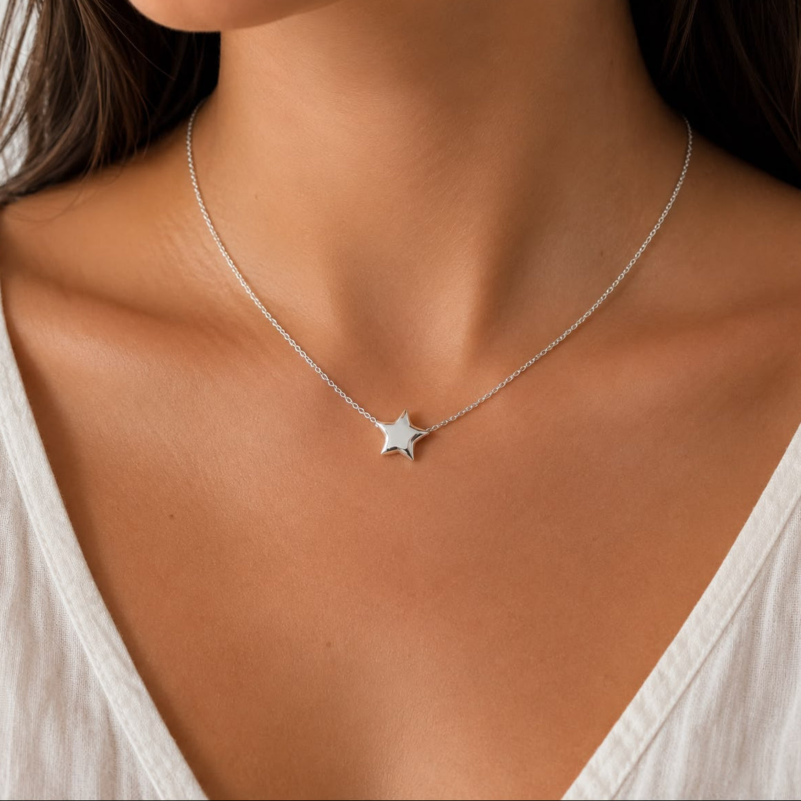 Silver star necklace for women