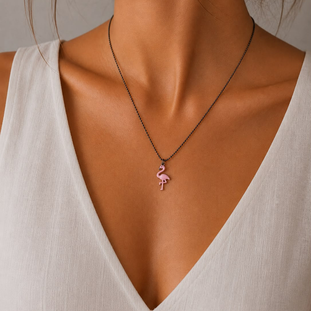 Damesketting met flamingo-motief in 18-karaats geelgoud.