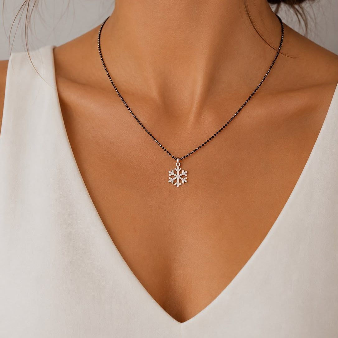 Women's Enamel Snowflake Necklace