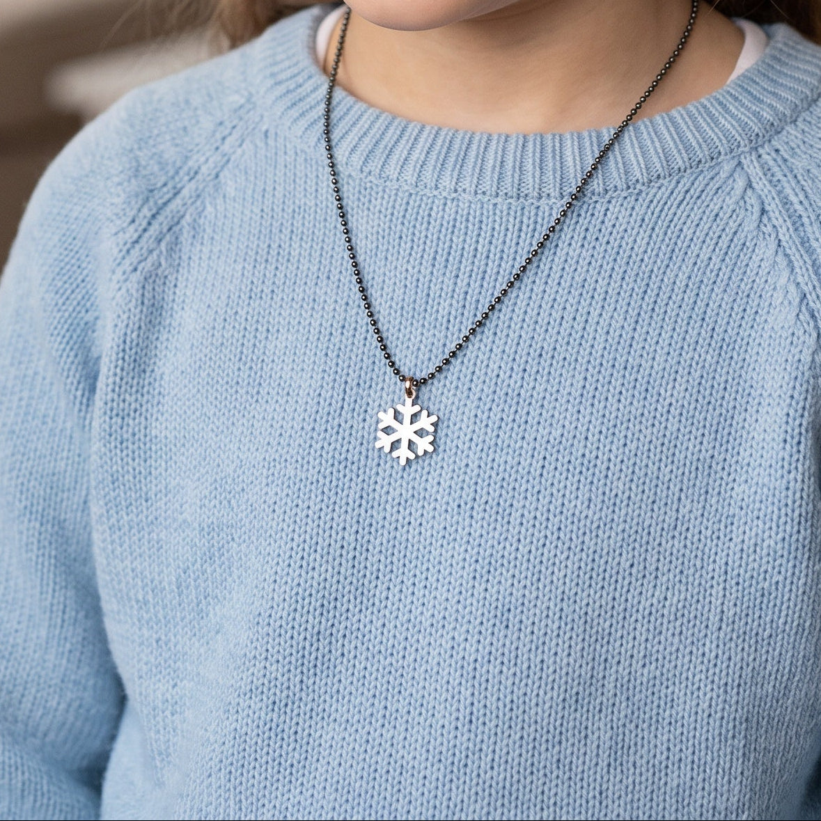 Enamel Snowflake Necklace for Young Girls
