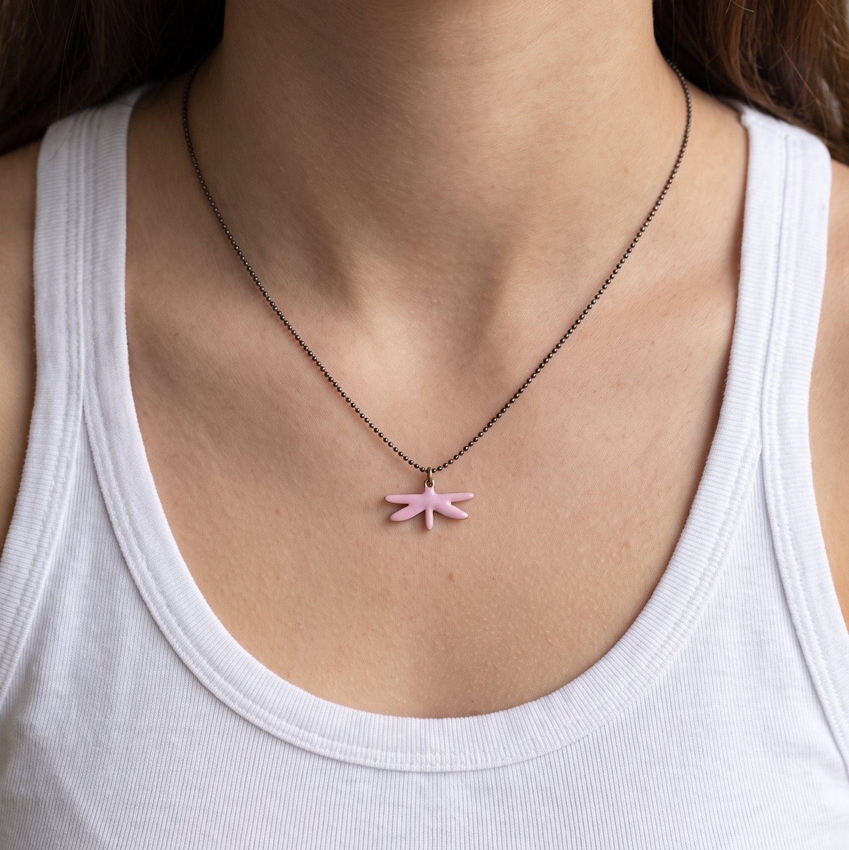 Collier libellule émail rose argent massif 925 adolescente