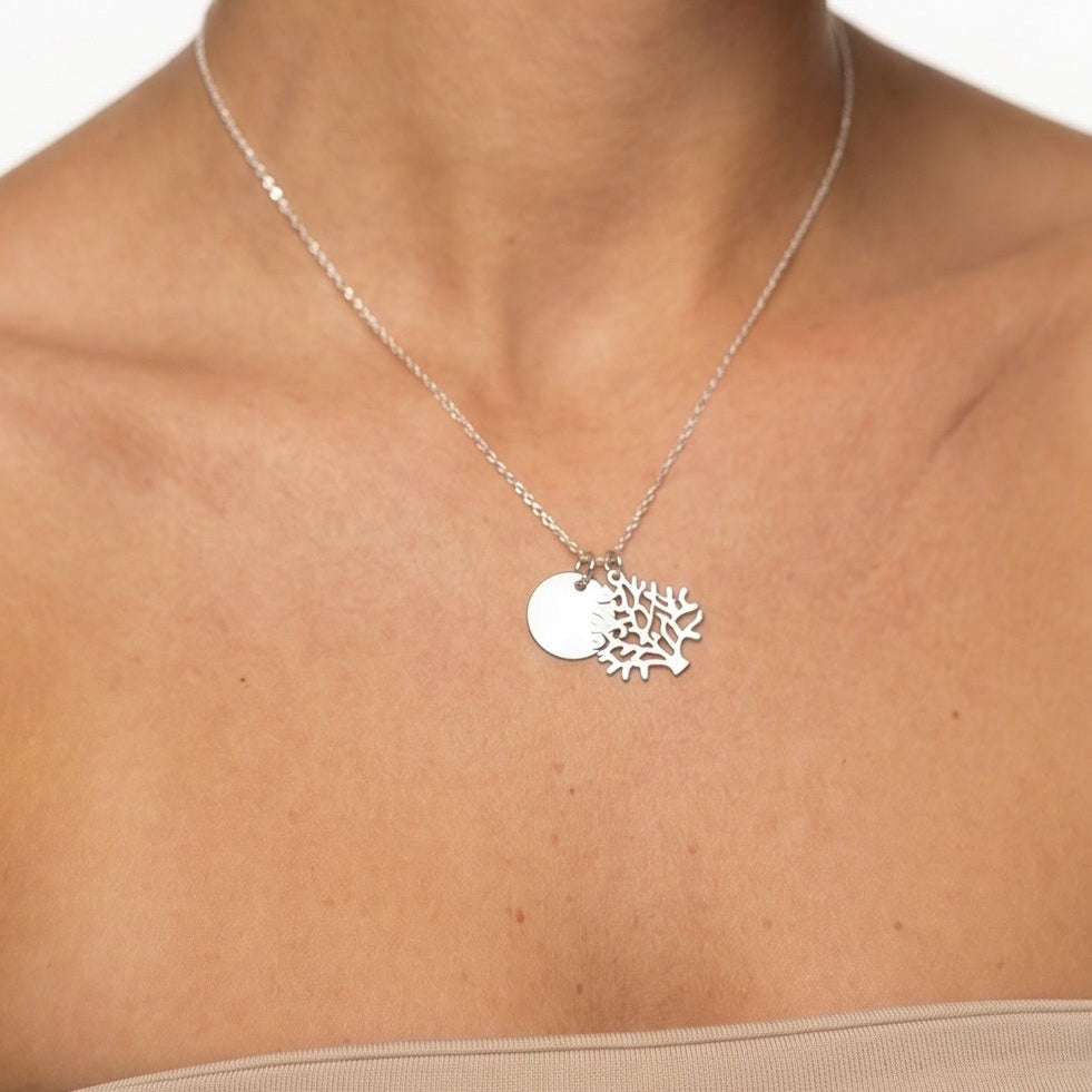 Customizable Tree of Life Medal Necklace for Women, 15mm