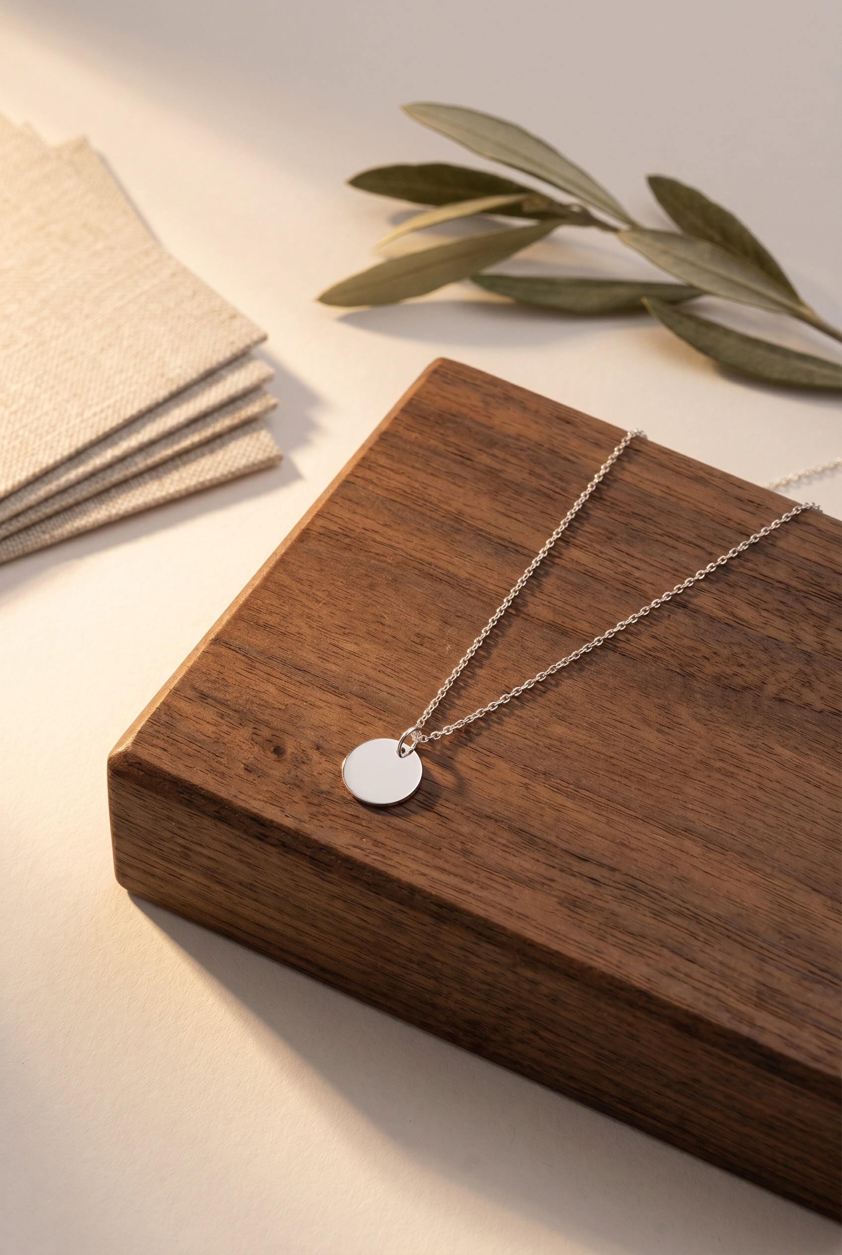 Ronde herenmedaillonketting 15 mm