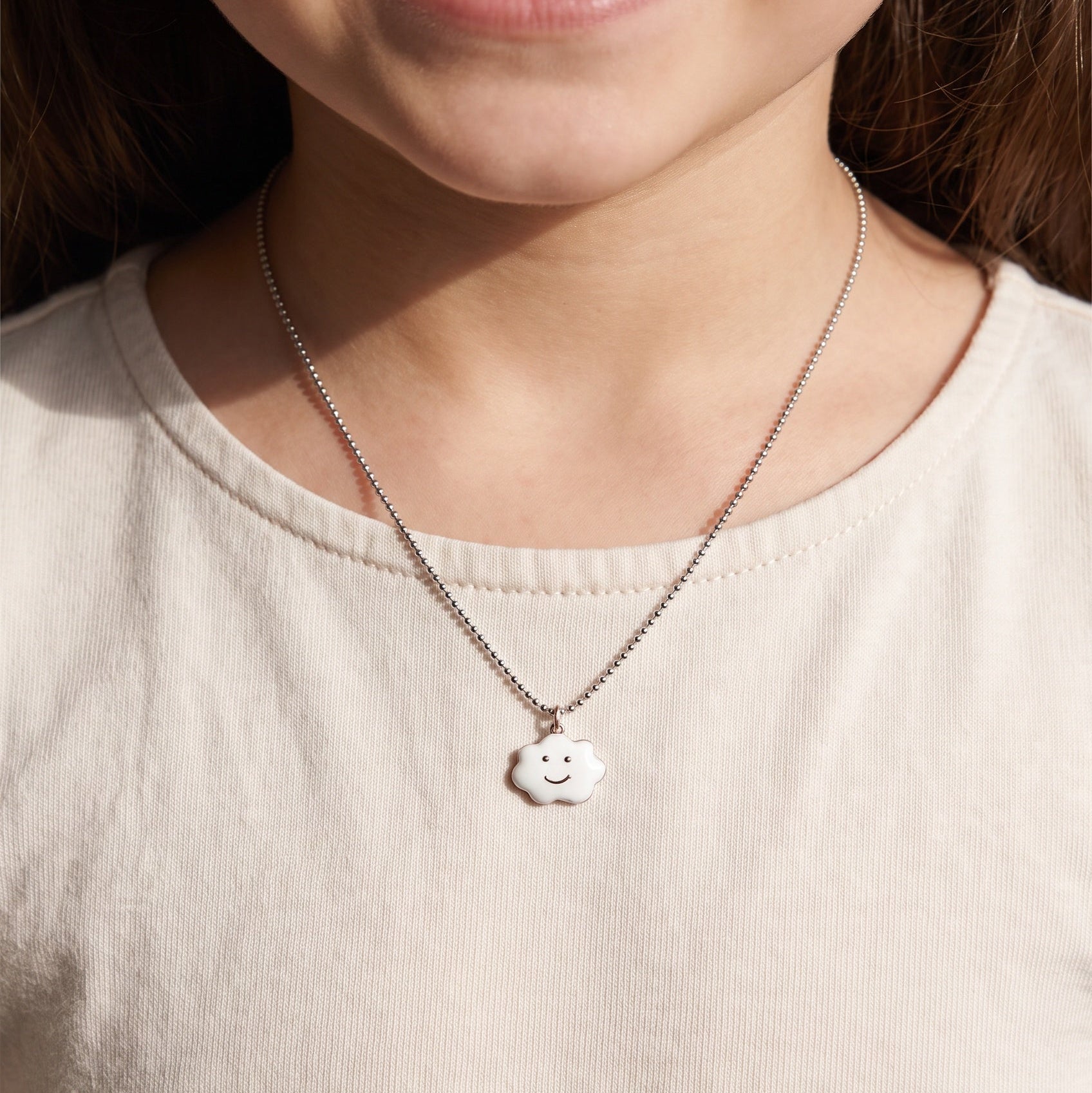 Collier nuage émail blanc or jaune 18kt ado