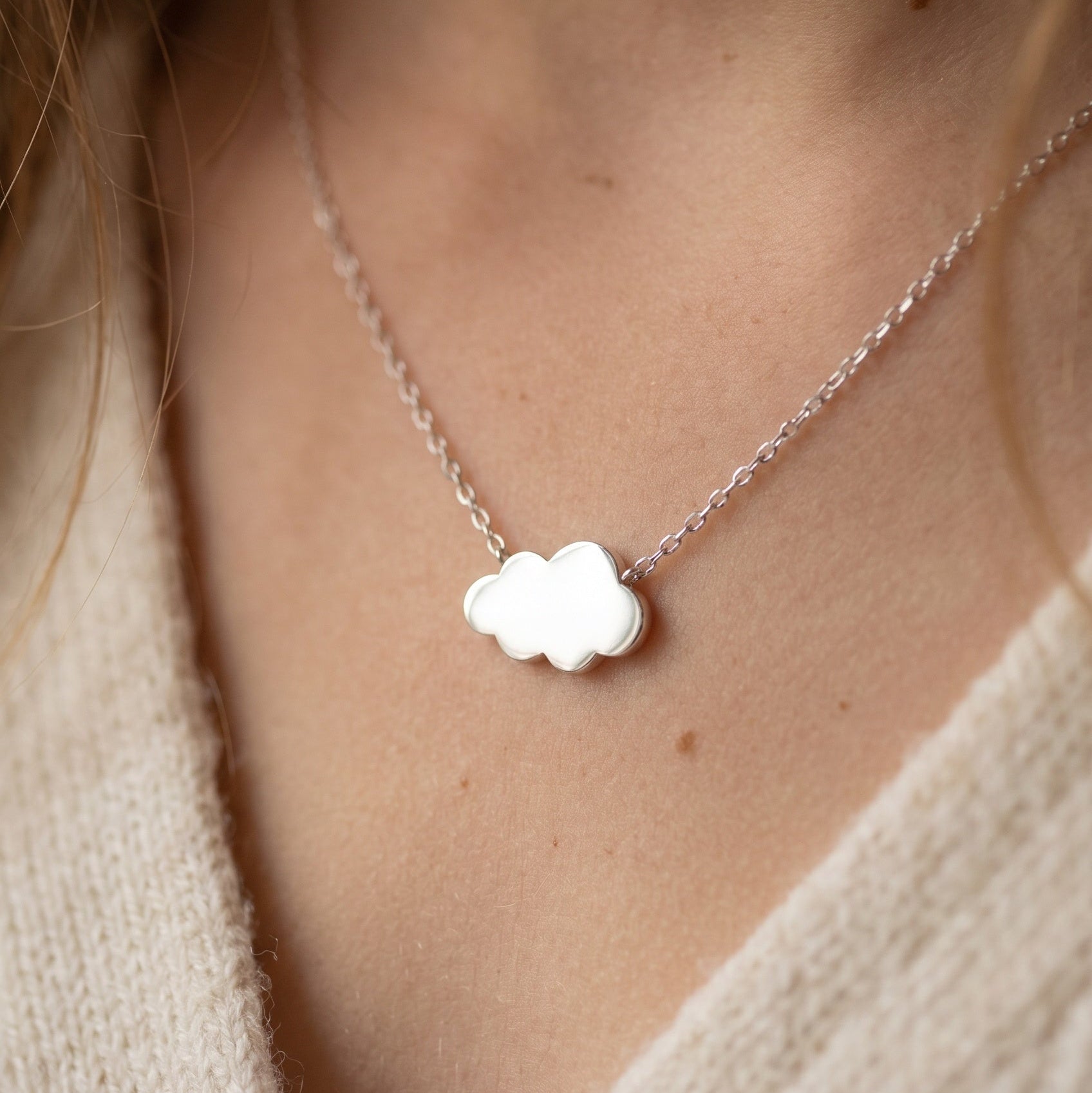 Women's Customizable Silver Cloud Necklace