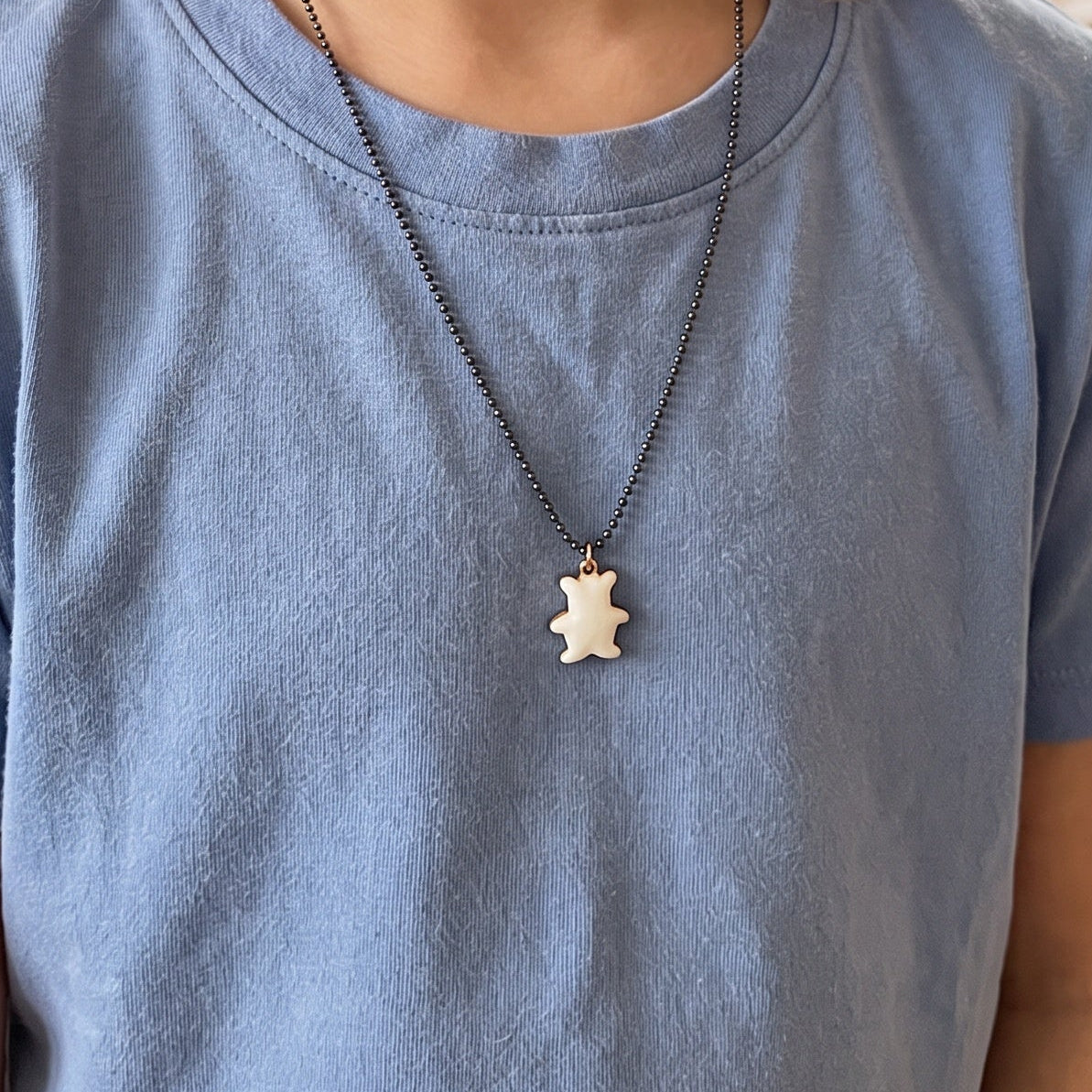 White bear pendant for teens, solid silver 925