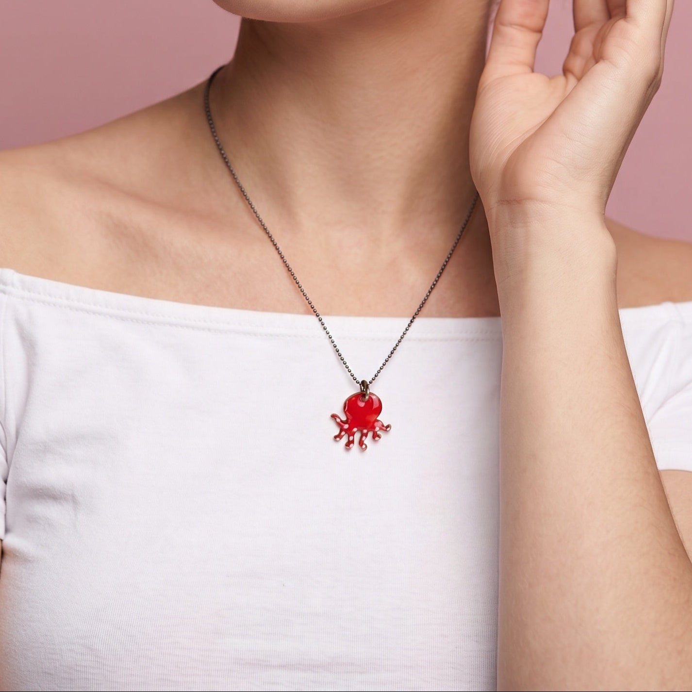 Damesketting van 925 sterling zilver met octopusmotief