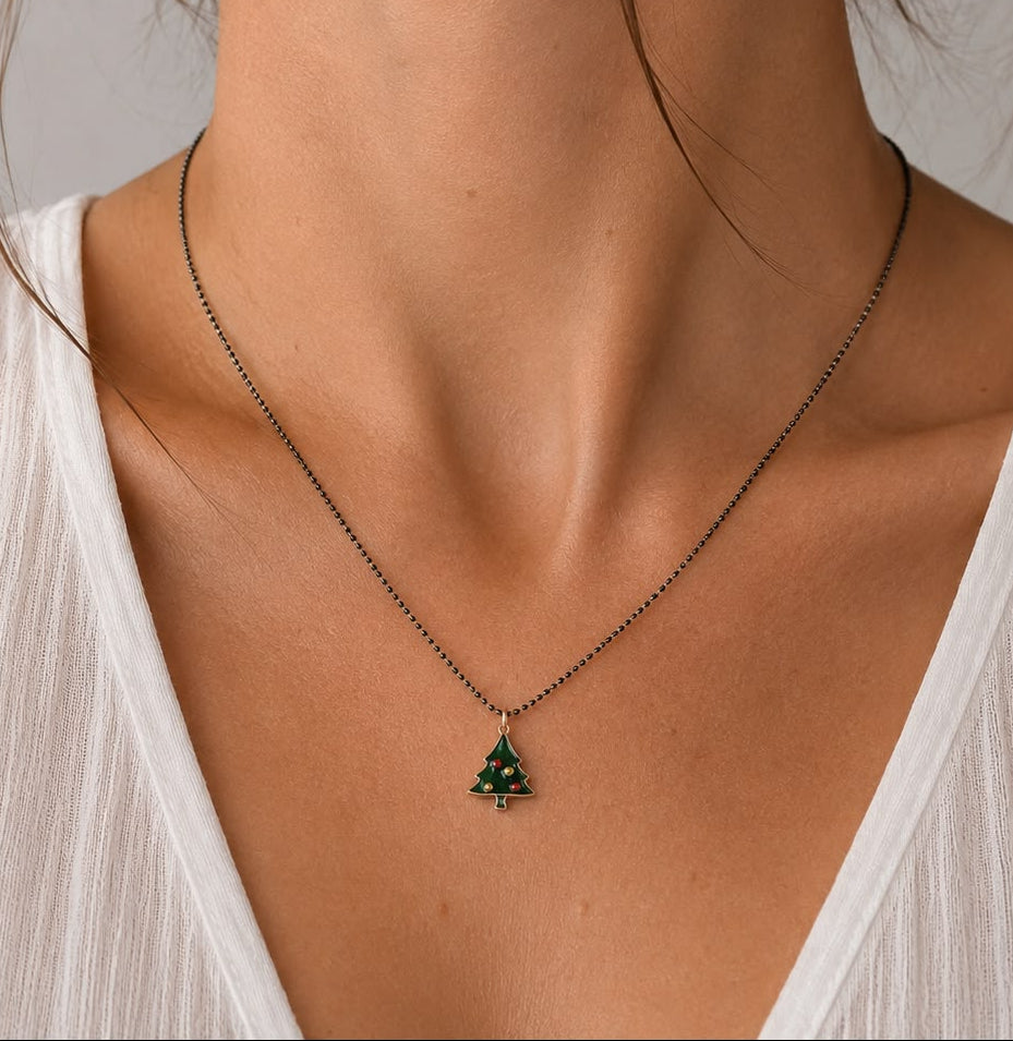 Women's 925 Sterling Silver Christmas Tree Necklace
