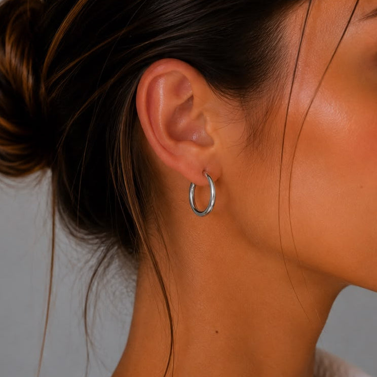 Small silver hoop earrings for women