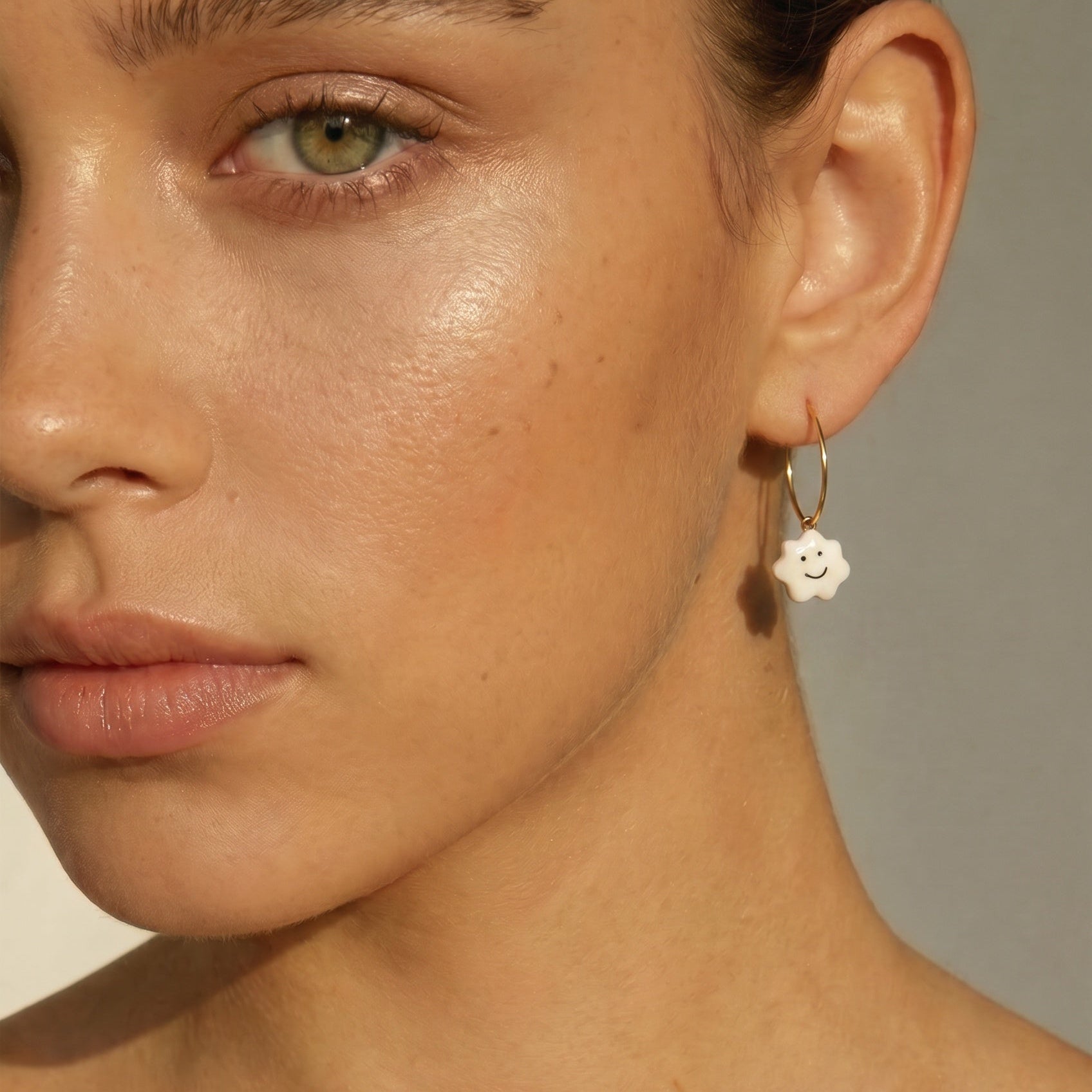 Women's white enamel cloud earrings in 925 sterling silver