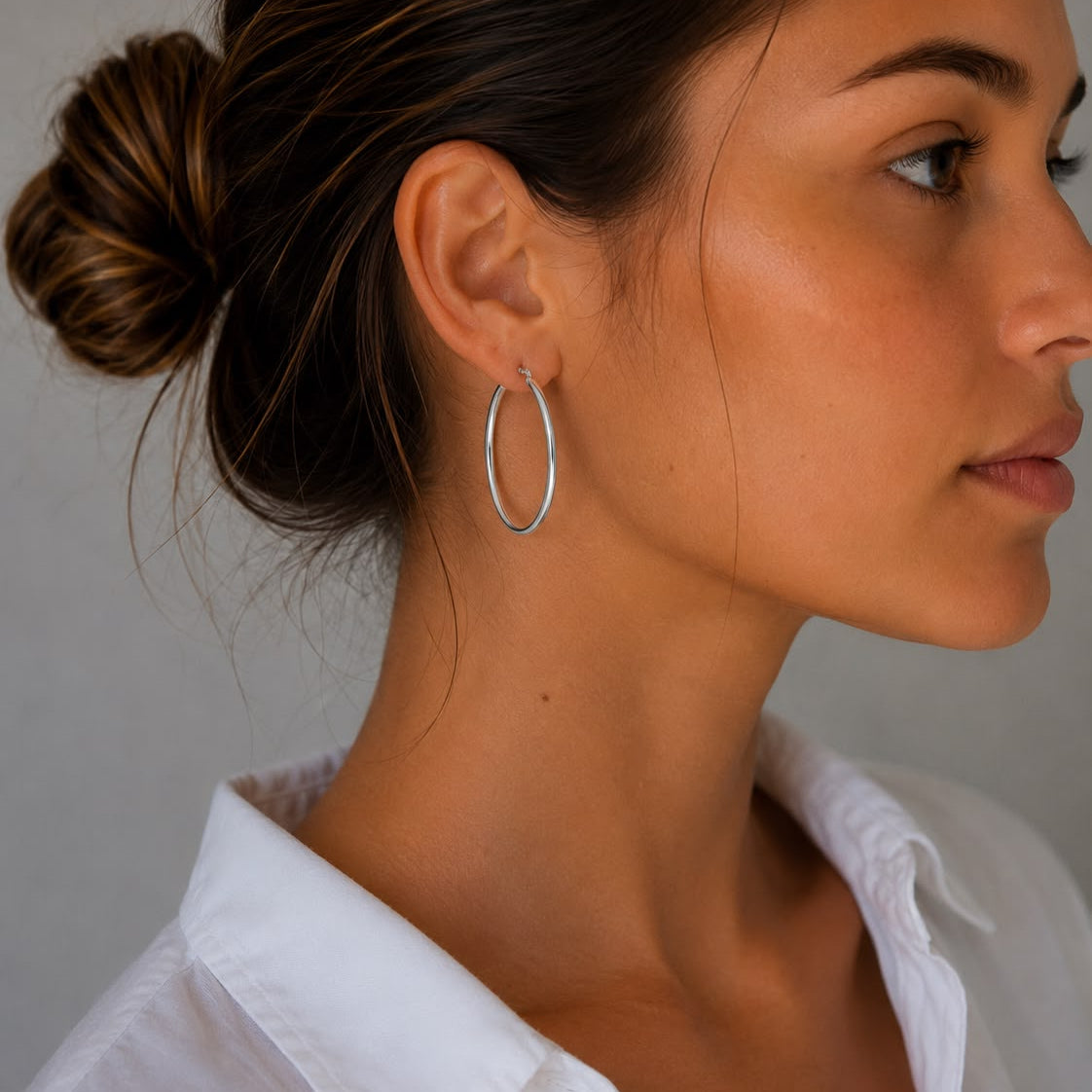 Large sterling silver hoop earrings for women