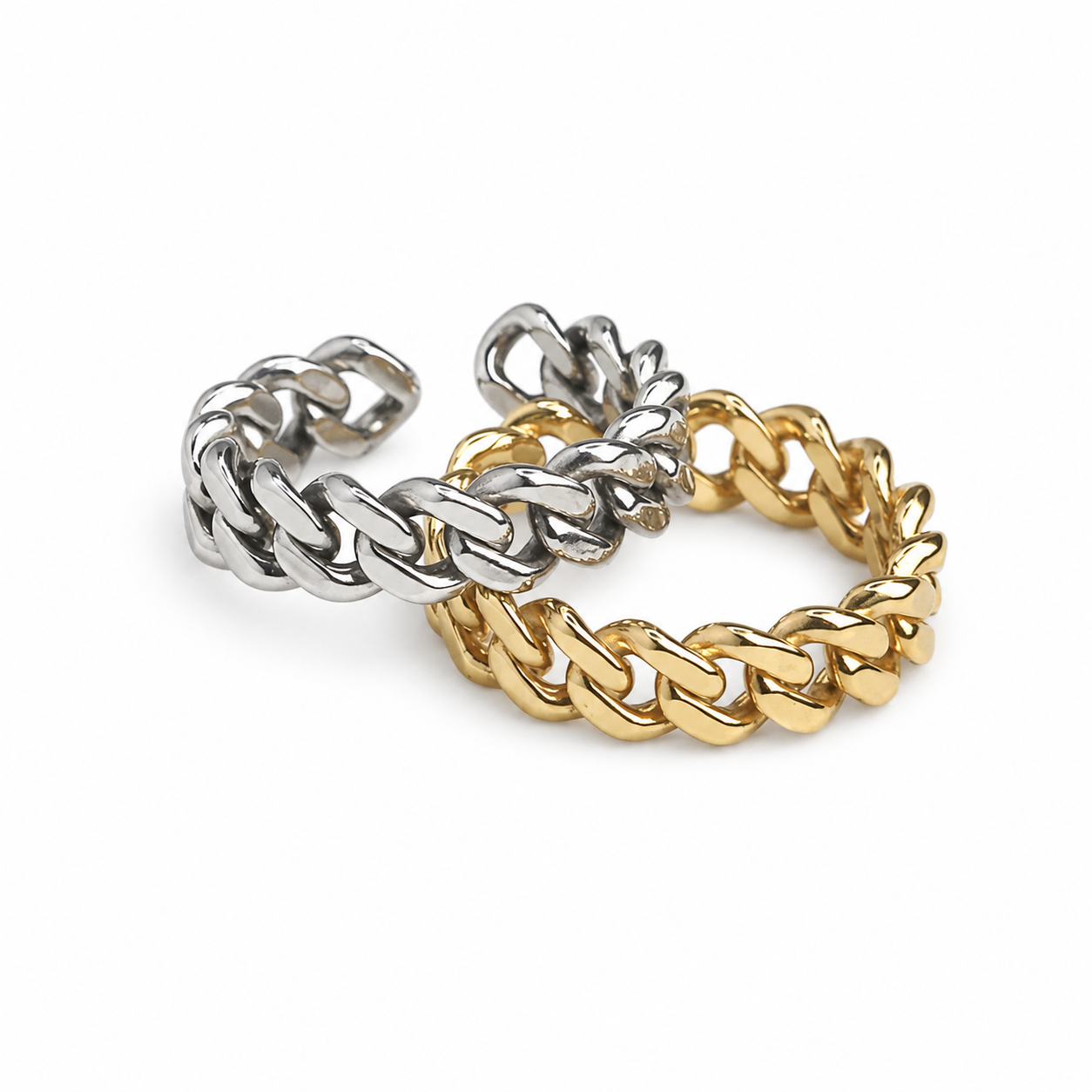 Women's duo chain ring in vermeil and rose gold 