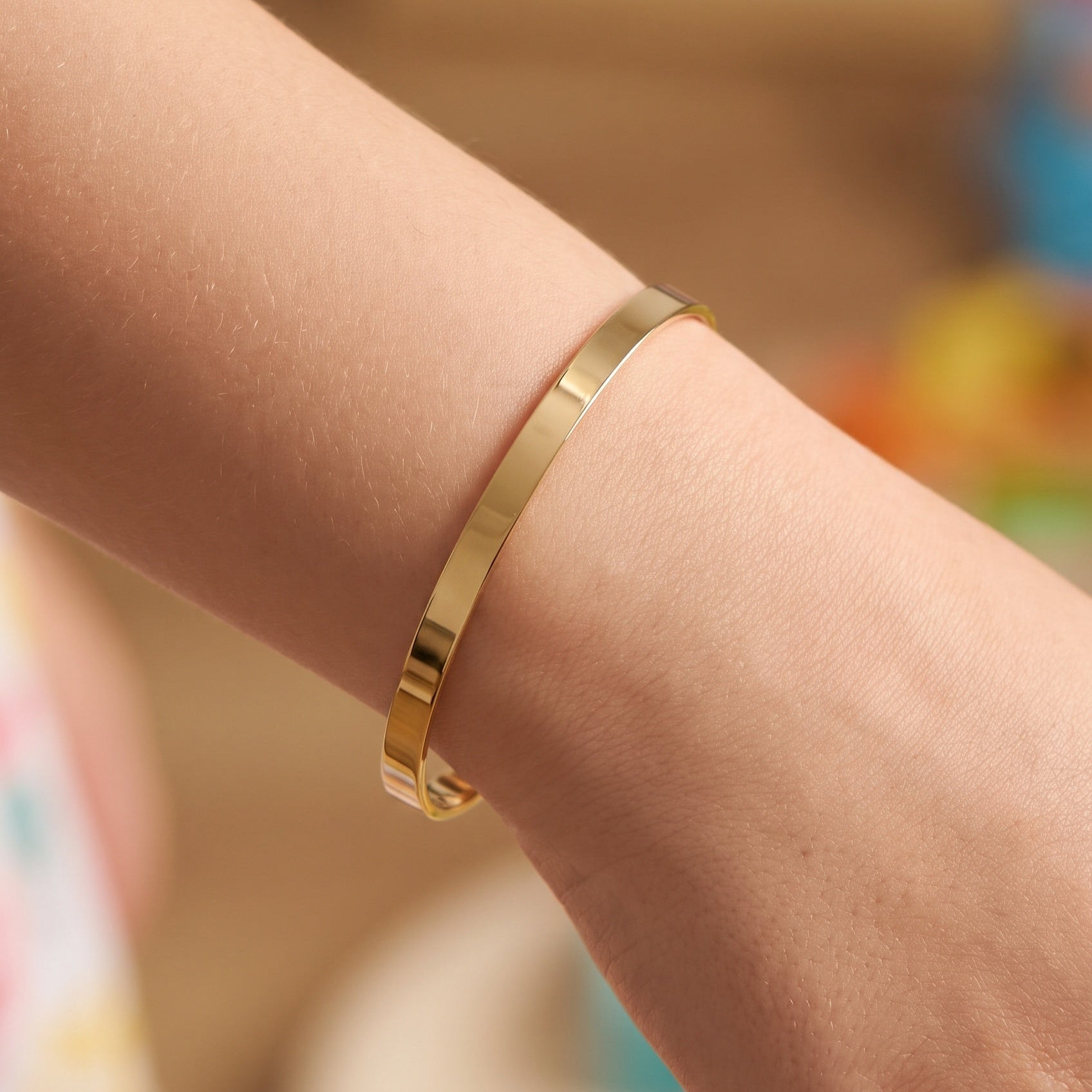 Bracelet jonc ouvert gravure vermeil enfant