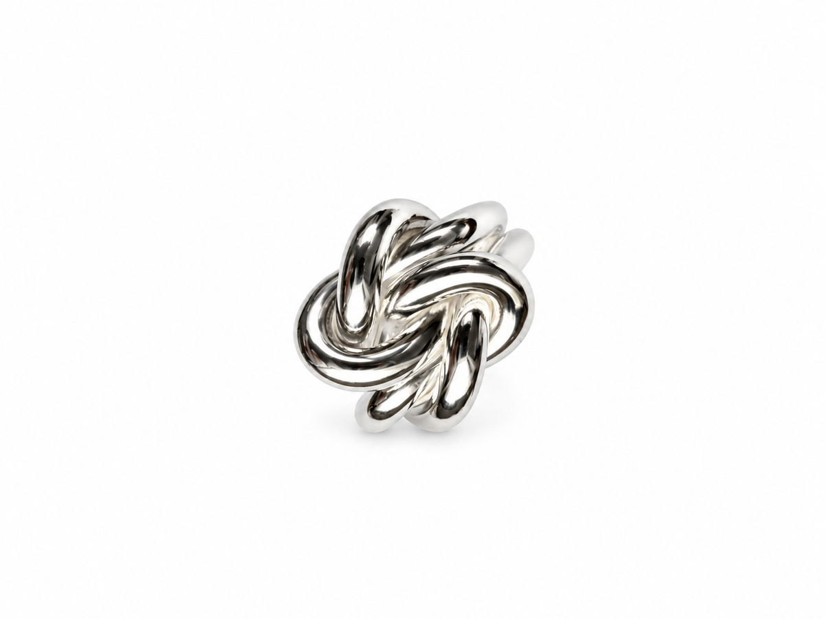 bague femme large double nœud marin en argent massif
