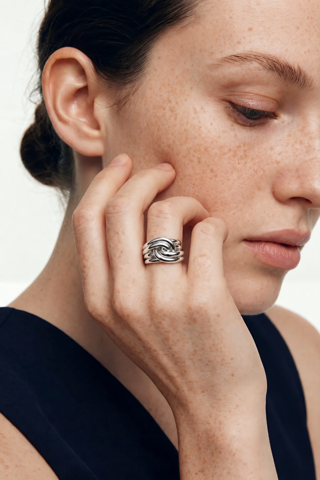 Bague lien entrelacé femme argent massif