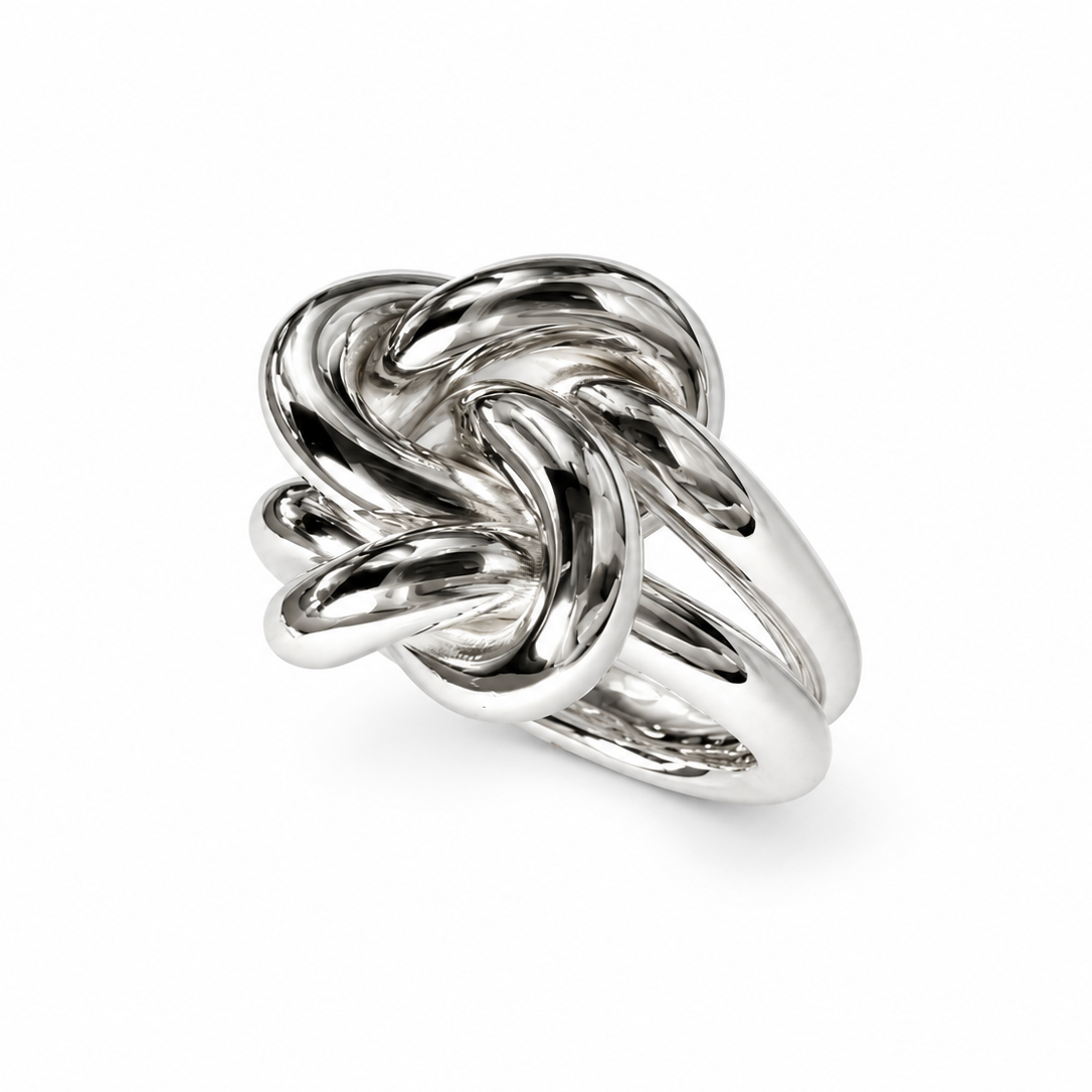 bague femme large double nœud marin en argent massif