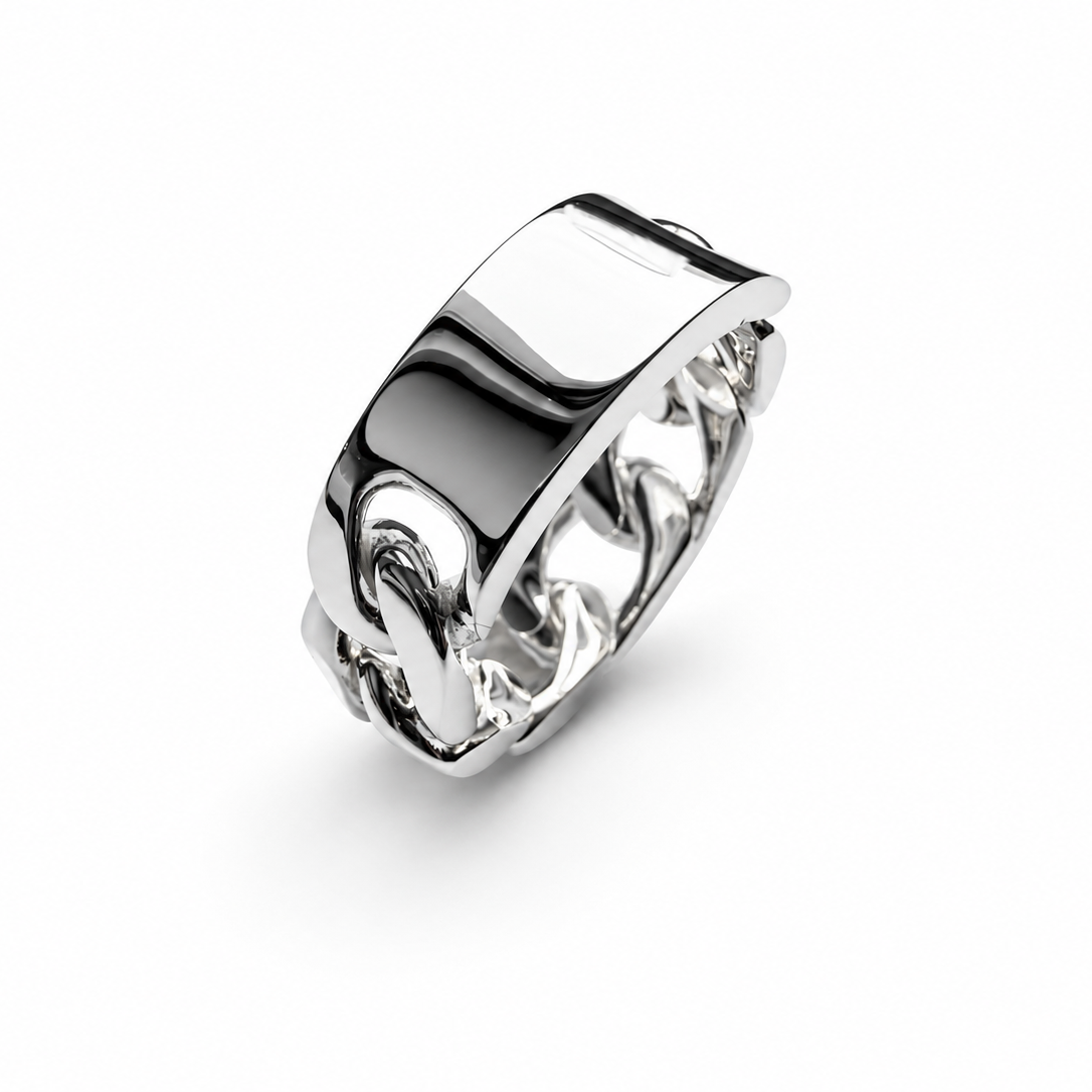 Bague maille gourmette personnalisable femme argent 925