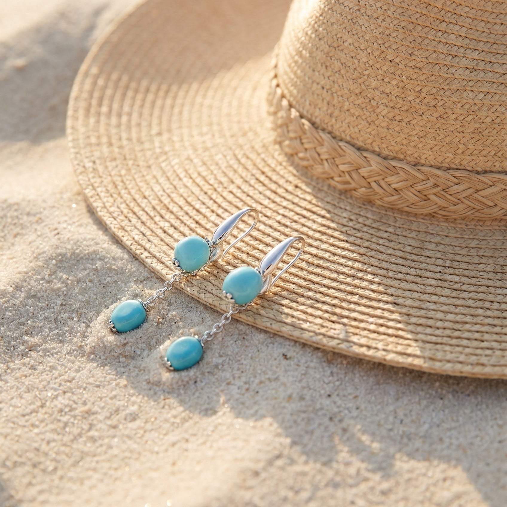 Boucles d'oreilles longues turquoise