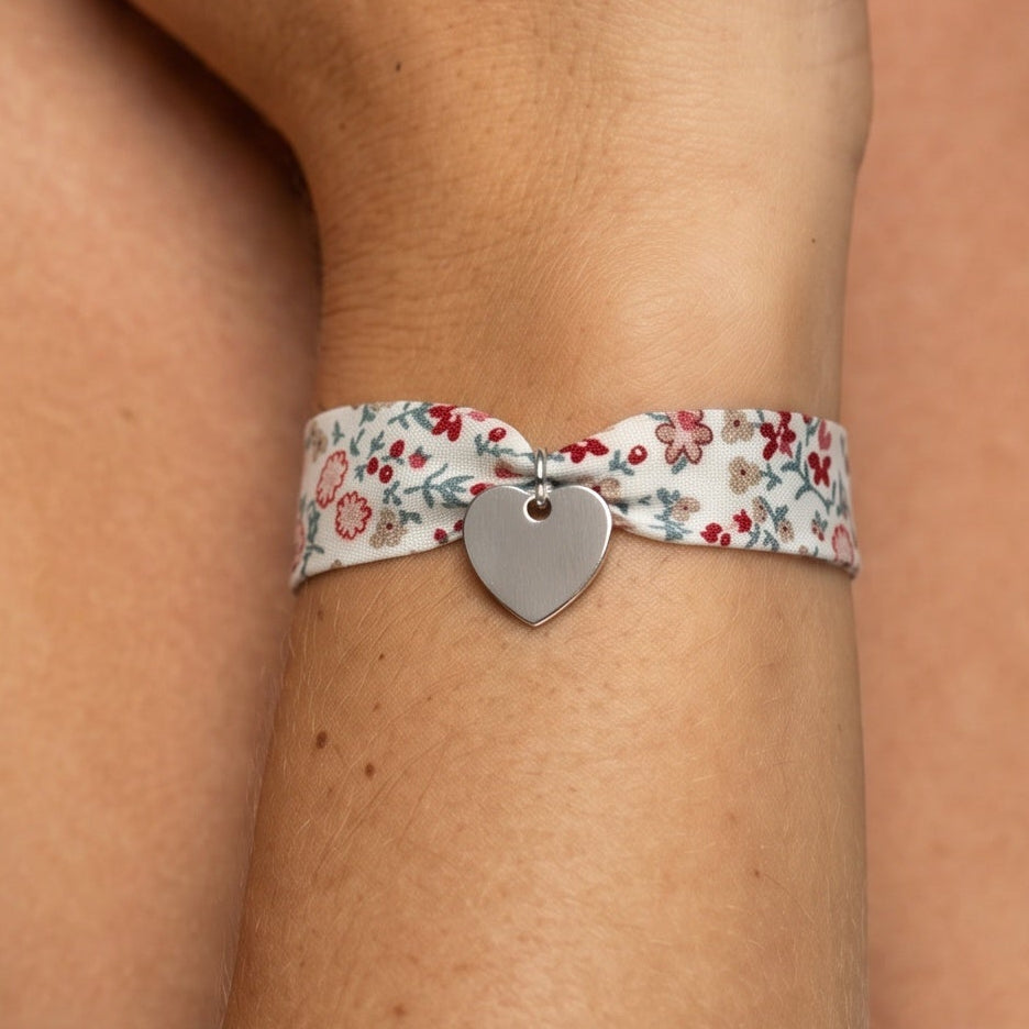Bracelet Liberty cœur argent à graver large enfant