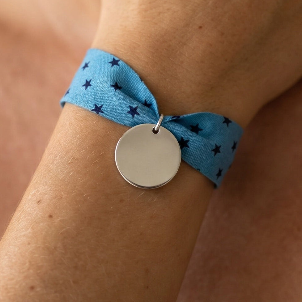 Bracelet Liberty médaille à graver 20 mm large enfant