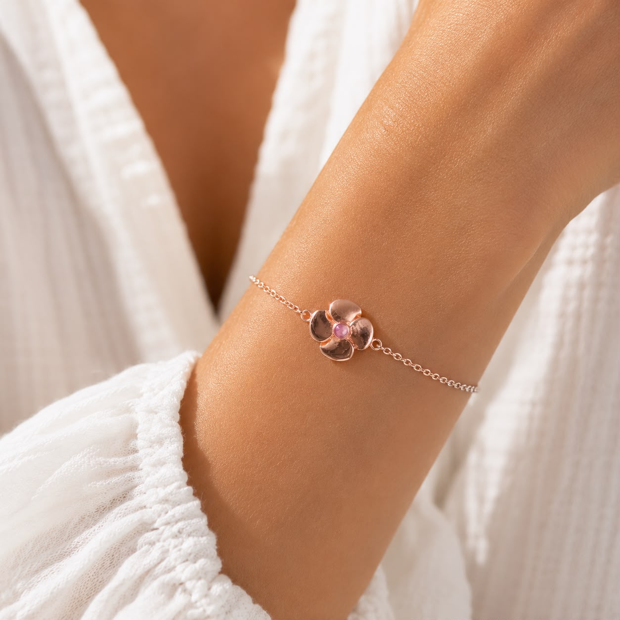 Armband met toermalijn bloemen