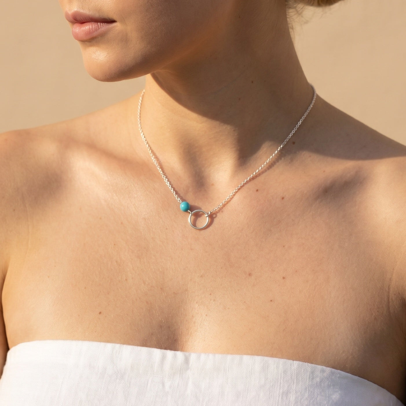 Women's turquoise circle necklace