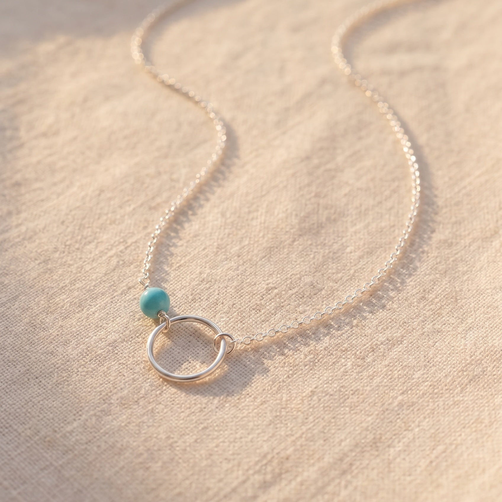 Women's turquoise circle necklace