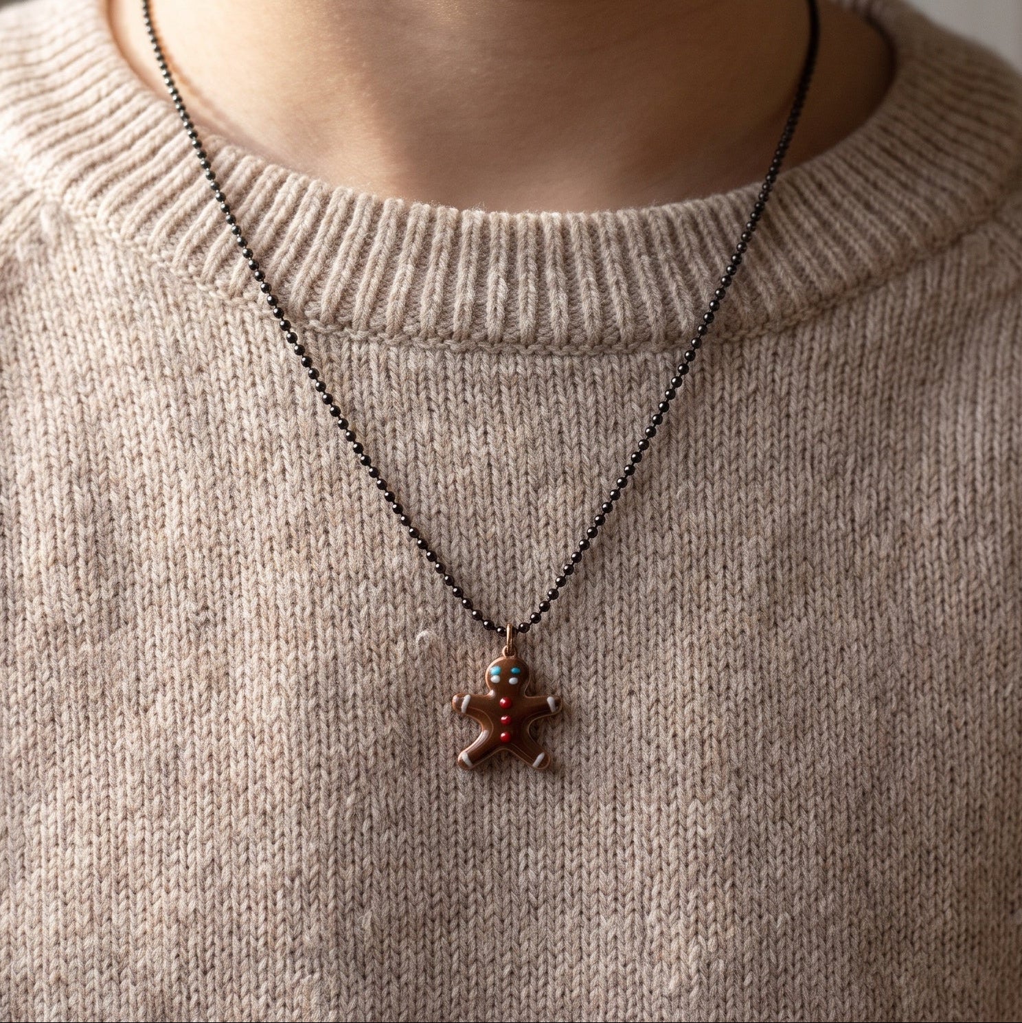 Solid silver gingerbread pendant for teenager
