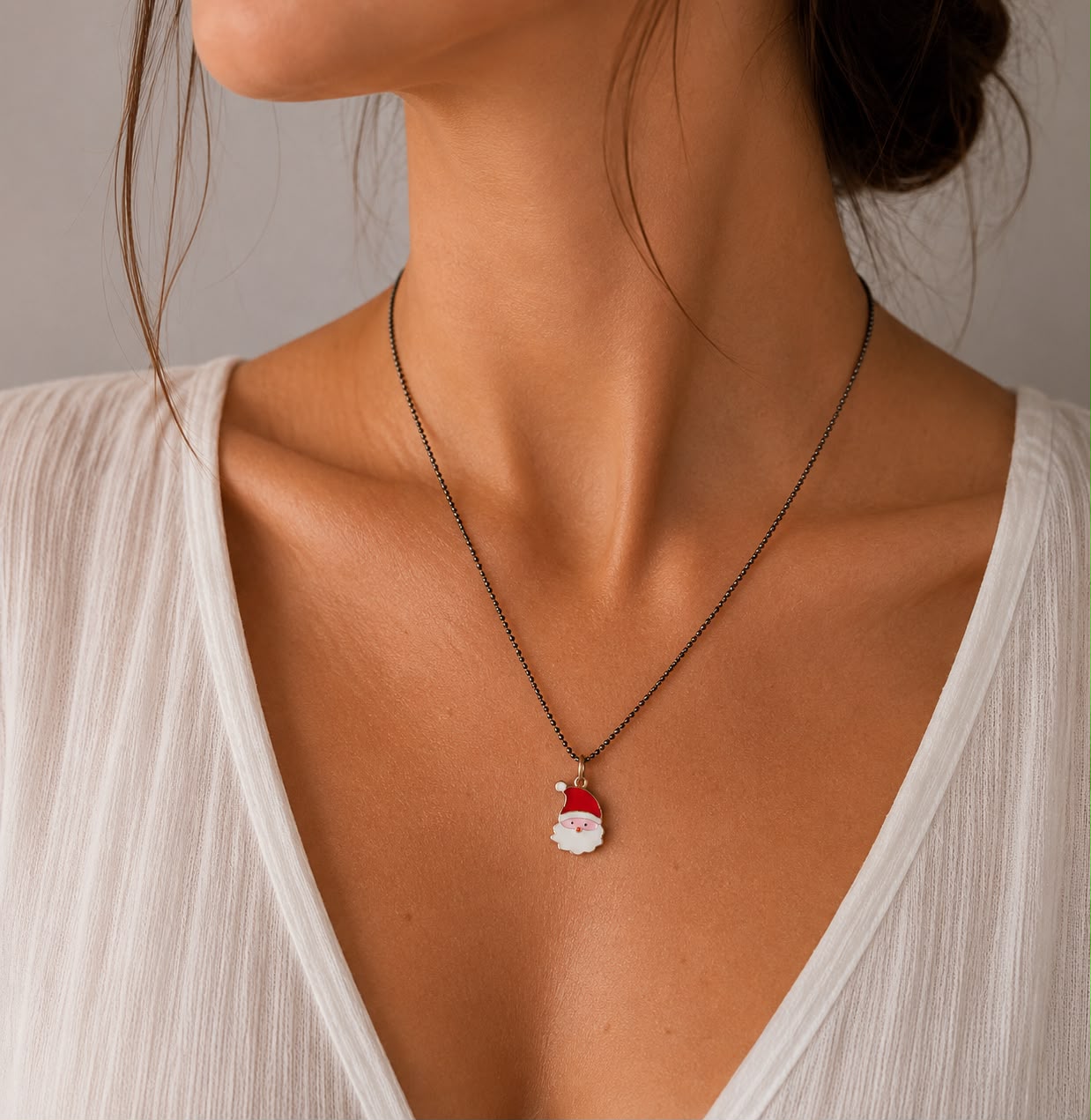 Women's 925 Sterling Silver Santa Claus Necklace 