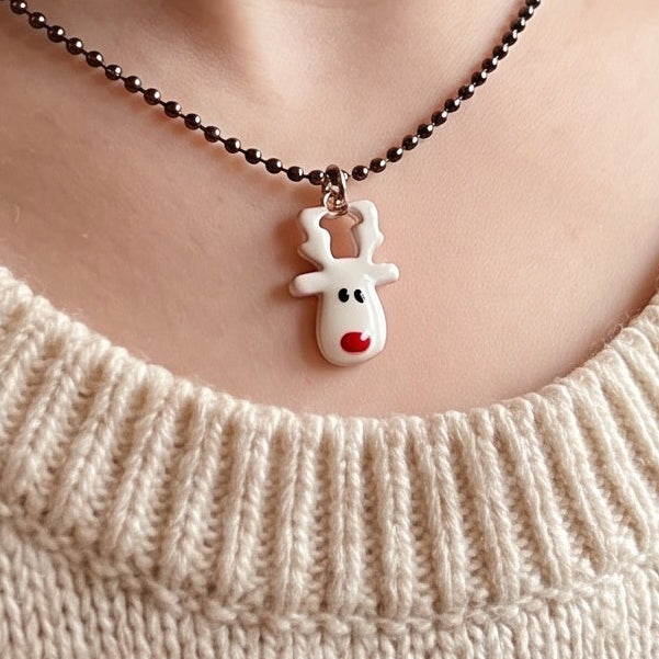 Christmas reindeer head pendant for teenagers, 925 sterling silver