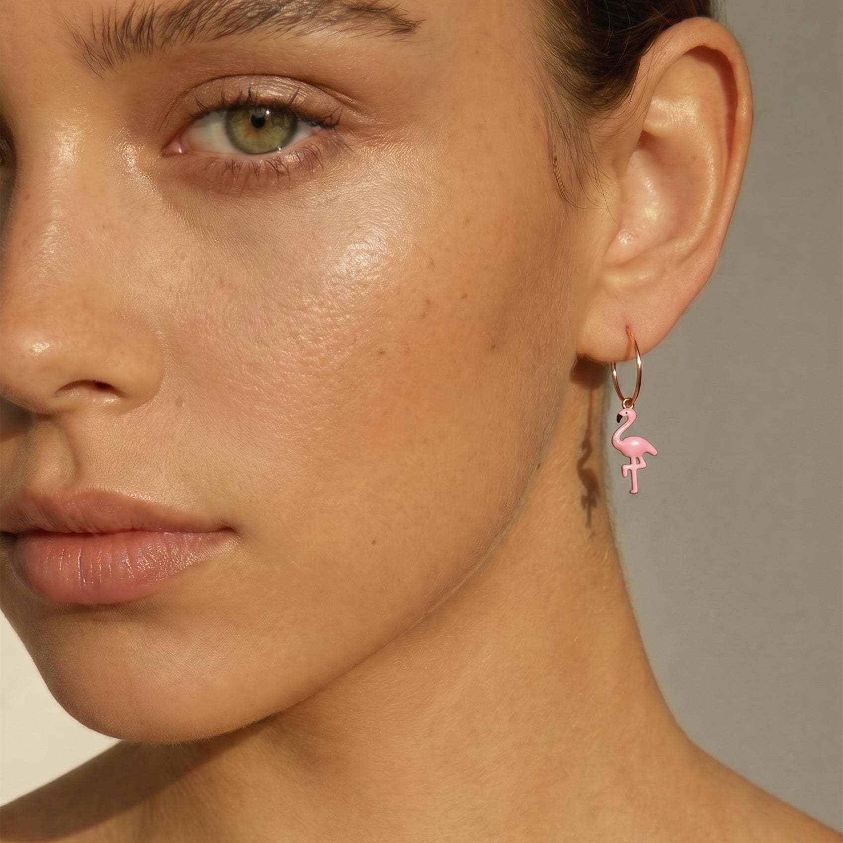 Women's pink vermeil flamingo earrings