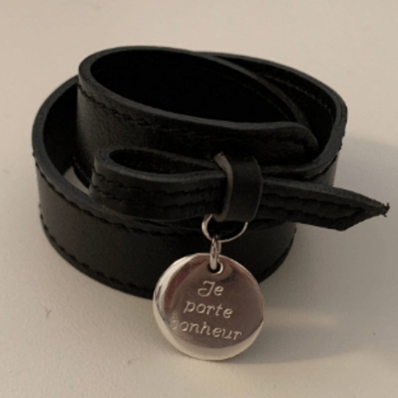 Bracelet leather medal silver jewelry store torhout.png